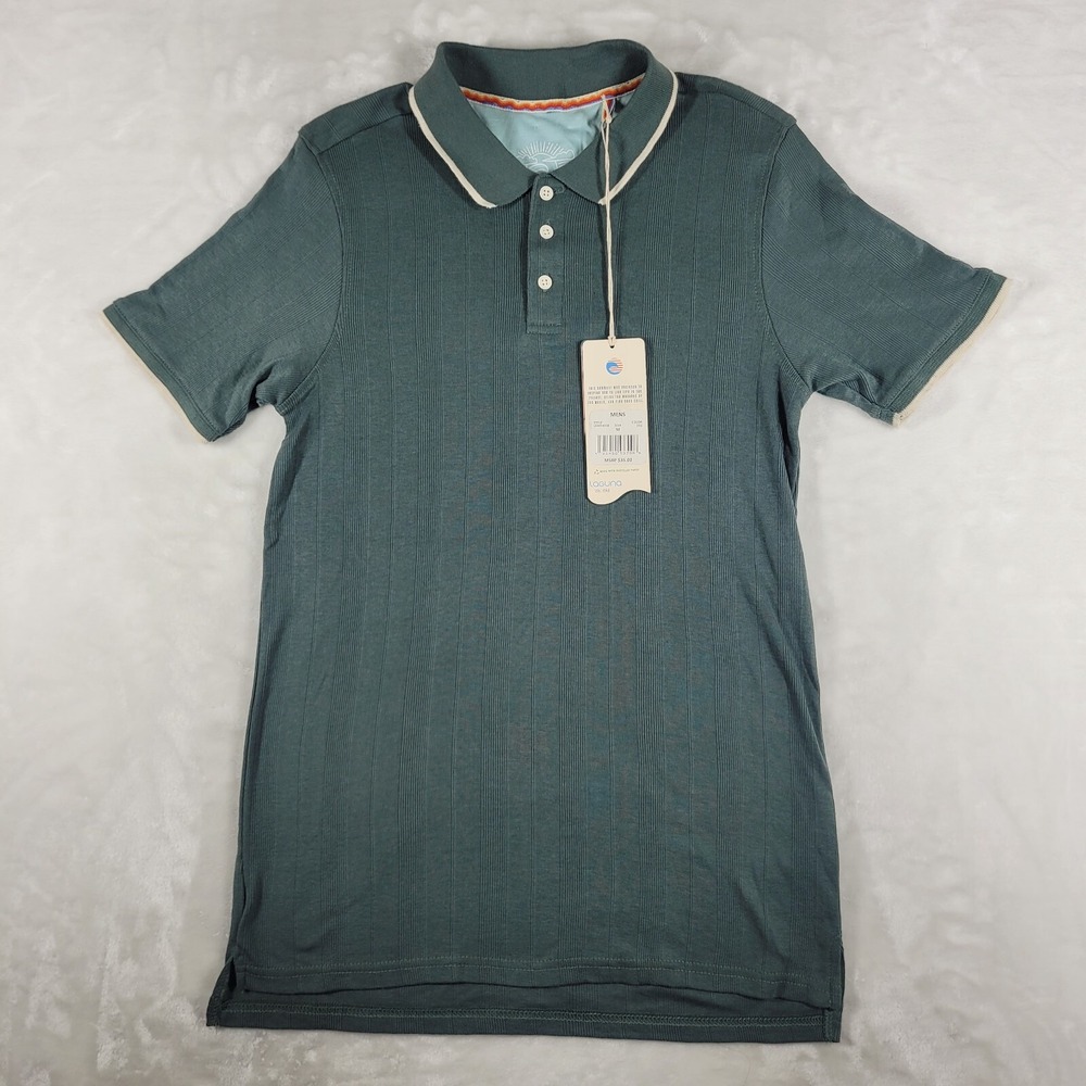 Laguna The Anytime Polo Shirt Men's Medium Green Short Sleeve Casual Comfort NWT